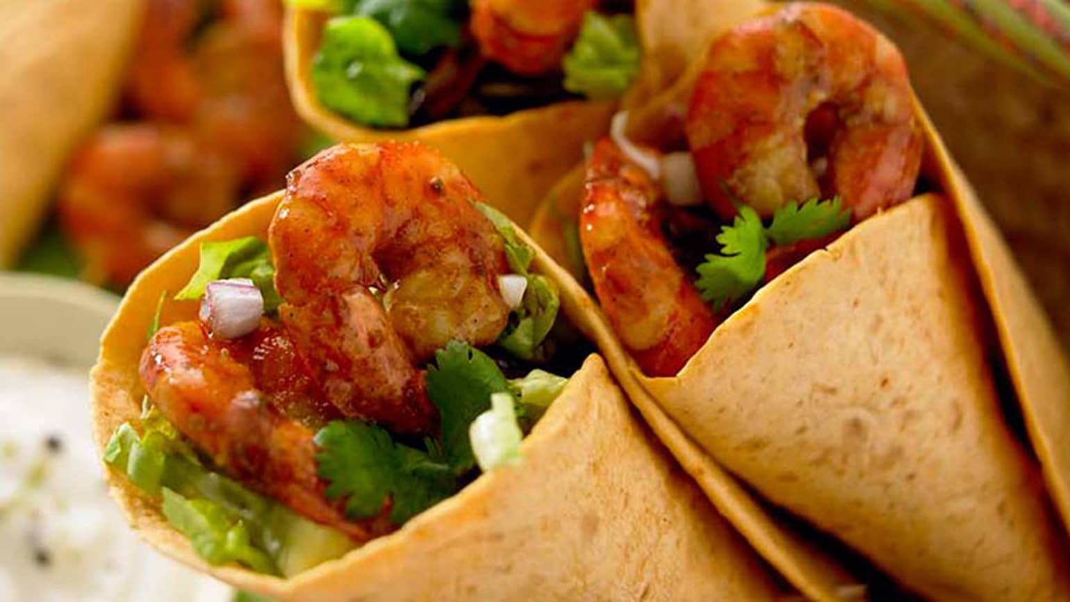 chilli lime prawn burritos with sour cream